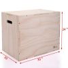 3-in-1 Wooden Plyo Jump Box for Training, Workout Step Platform, Multi-Sided Fit Equipment, Plyometric Agility,Large Size