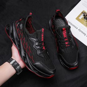 Summer Sports And Leisure Trend Wild Mesh Surface Middle School (Color: Black and red, Shoe size: 43)