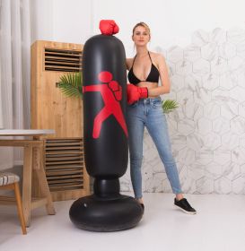 Boxing Punching Bag Inflatable Free-Stand Tumbler Sandbag (Color: Black set, size: 160cm)