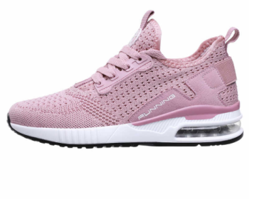 Autumn men and women flying woven running shoes (Color: Pink, size: 44)