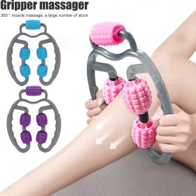 U Shape Trigger Point Massage Roller Full Body Massage Tool Arm Leg Neck Muscle Massager 4 Wheels Fitness Device For Sports (Color: New pink, size: XXXL)