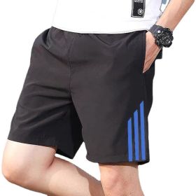 Three-bar Shorts Men's Sports Pants Quick-drying Stretch Fitness Pants (Color: White, size: M)