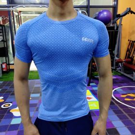 Men's Elastic Leisure Running Equipment Exercise T-shirt (Color: Navy Blue, size: XL)