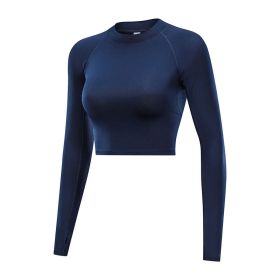 Hollowed-out back gym clothes (Color: Blue, size: L)