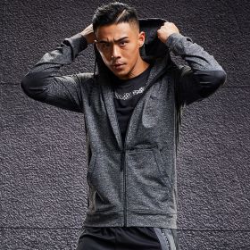 Morning Running Equipment Running Training Clothes Hooded Coat (Color: J2002 Dark Grey, size: M)