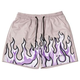 New Men's Flame Shorts Fast Drying For Fitness (Color: Purple, size: L)