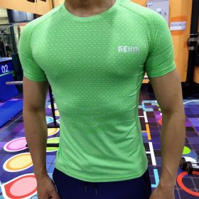 Men's Elastic Leisure Running Equipment Exercise T-shirt (Color: Yellow, size: M)