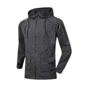 Morning Running Equipment Running Training Clothes Hooded Coat (Color: J2002 light grey, size: M)