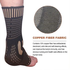 Copper Ion Ankle Support Basketball Running Climbing Sports Protective Gear (Color: Gold, size: L)