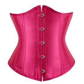 SEXY Gothic Underbust Corset and Waist cincher Bustiers Top Workout Shape Body Belt Plus size Lingerie S-6XL (Color: Rose)