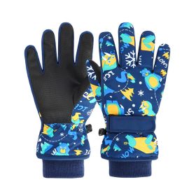 Winter Gloves For Kids Boys Girls Snow Windproof Mittens Outdoor Ski Gloves (Color: Blue)