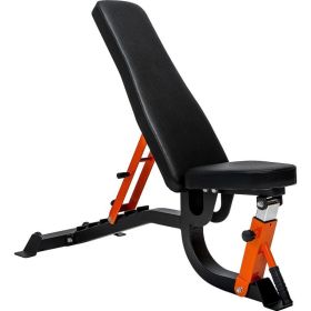 Adjustable Foldable Utility Sit Up Strength Training Weight Bench Equipmen (Color: Orange)