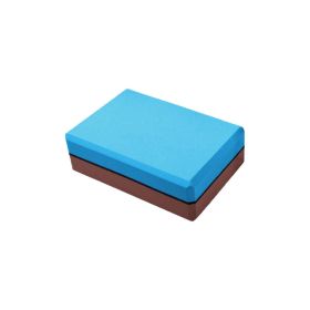 Two-color Yoga Brick Eva Thickening Yoga Auxiliary Yoga Brick Foam Dance Brick (Color: Playful Blue Dark Brown)