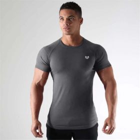 Gym Short Sleeve T Quick Dry Gym Clothes For Running (Color: DT2 dark grey)