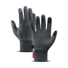 Men's Sports Touch Screen Windproof Warm Gloves (Color: Grey)