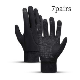 Men's Sports Touch Screen Windproof Warm Gloves (Color: 7pair Black)