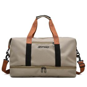 Lightweight Dry And Wet Separation Sports Gym Bag (Color: Khaki)