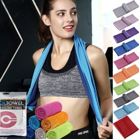 Sports Quick-Drying Cooling Towel Swimming Gym Travel Cycling Gym Club Yoga Sports Cold Feeling Sport Towels To Take Carry Hot (Color: Light Blue, size: large)