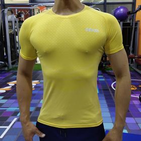 Men's Elastic Leisure Running Equipment Exercise T-shirt (Color: Blue, size: M)